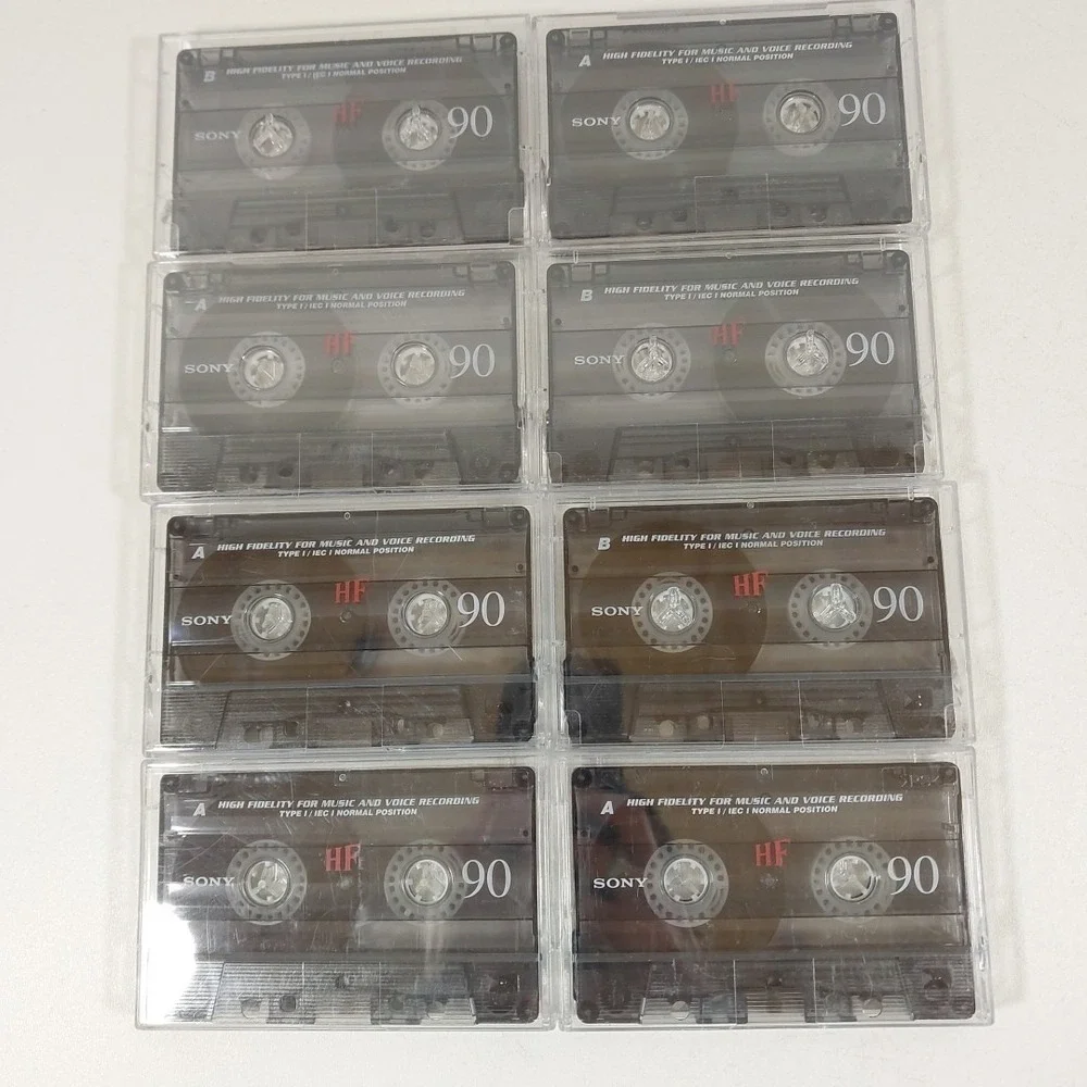 Sony Cassette Tapes Lot 8 HF90 Blank Audio Cassettes Vintage